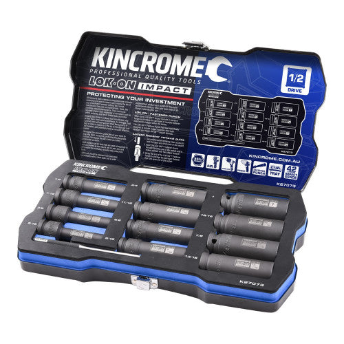 LOK-ON Deep Impact Socket Set 12 Piece 1/2" Drive