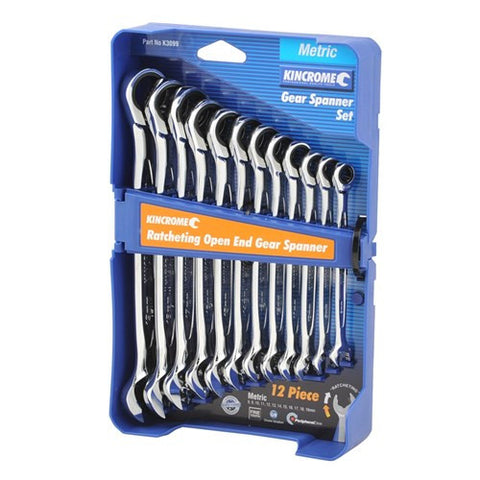 12 Piece Metric Single Way Open End Gear Spanner Set