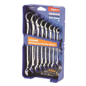 8 Piece Imperial Ratcheting Open End Gear Spanner Set