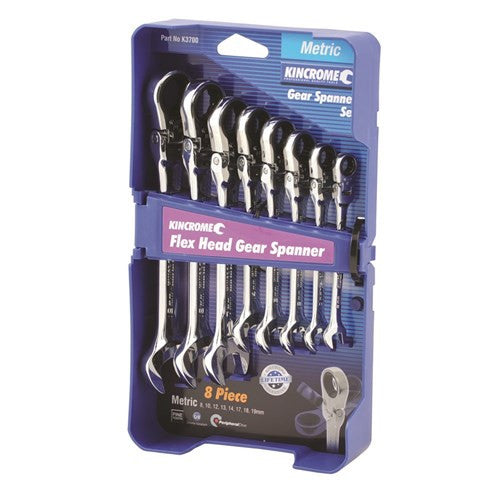 8 Piece Metric Single Way Combination Flex Head Gear Spanner Set