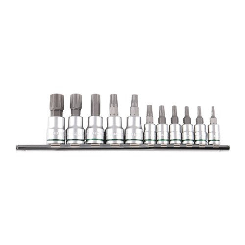 TORX Socket Set on Rail 11 Piece 1/4" & 3/8" Drive On Clip Rail
