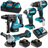 Makita 18V Brushless 4 Pce Combo Kit with 2 x 5.0Ah Batteries