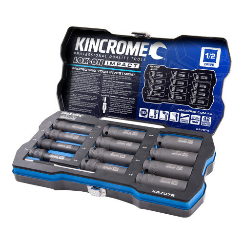LOK-ON Deep Impact Socket Set 12 Piece 1/2" Drive