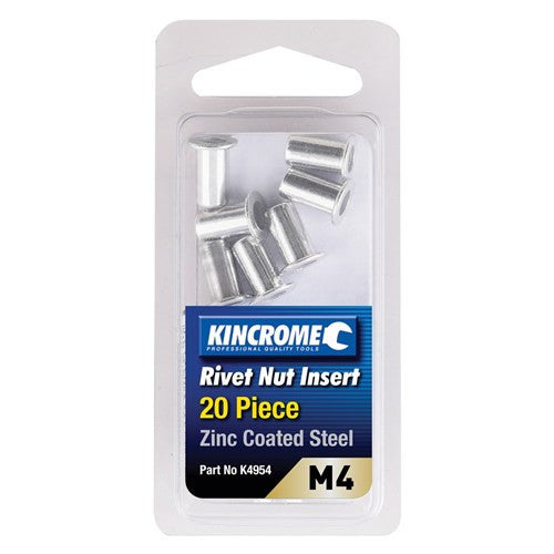 Zinc Coated Steel Nutsert M4 20 Pack