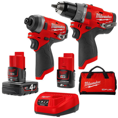 Milwaukee 12V 2.0Ah/4.0Ah Li-Ion Cordless Fuel 2pce Combo Kit