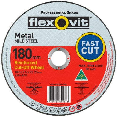 FLEXOVIT - 180 x 2.5 x 22.23mm FH38-A36S Metal Cut Off Disc 1017822