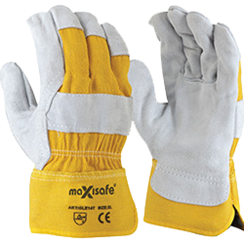 Grey Split Palm Yellow Cotton Back Glove - Size XLarge