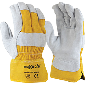 Grey Split Palm Yellow Cotton Back Glove - Size XLarge